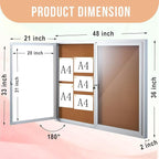 Homezelle Enclosed Cork Bulletin Board 48"x36" Outdoor Weatherproof Cork - Image 2