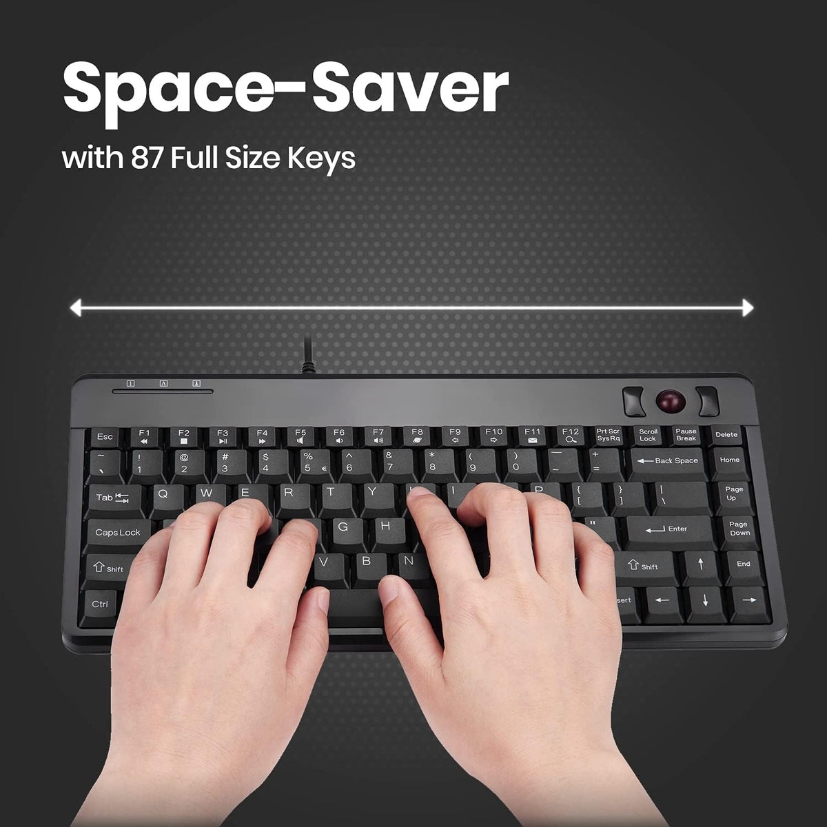 Perixx PERIBOARD-505H Wired Mini Keyboard with Built-in Trackball, 0.55 Inch ...