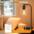 set of 2 industrial touch control table lamps, front angle view