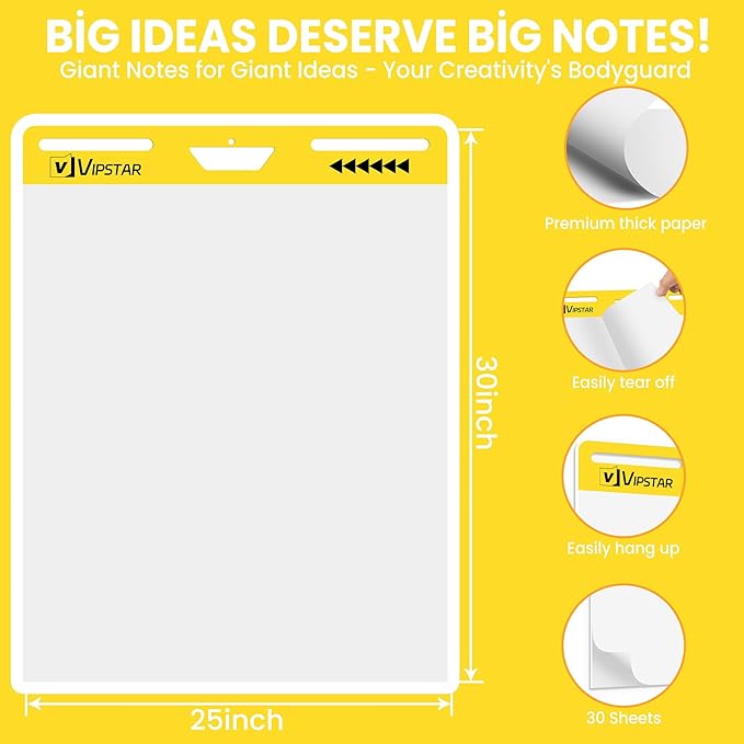 Sticky Easel Pad 25 in x 30 in Post, Large Self Stick Flip Chart Premium Paper - Image 2
