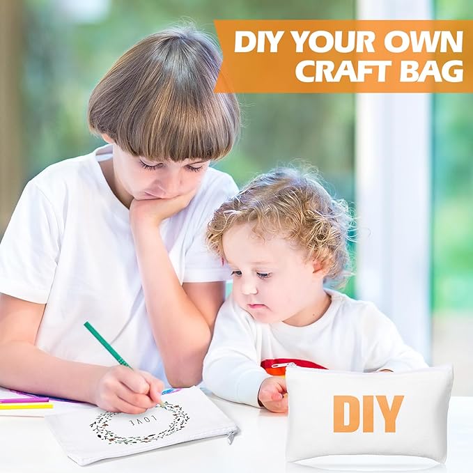 Reginary 80 Pack Canvas Zipper Makeup Bags Bulk Pencil Pouches Blank DIY Craft - Image 5