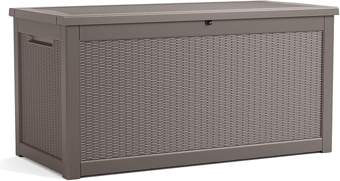 TARKARI 320 Gallon Lockable Resin Deck Box, Waterproof & UV-Resistant Outdoor by Home