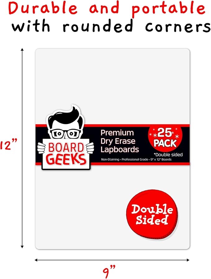 Board Geeks 25 Pack Small White Boards - Image 3