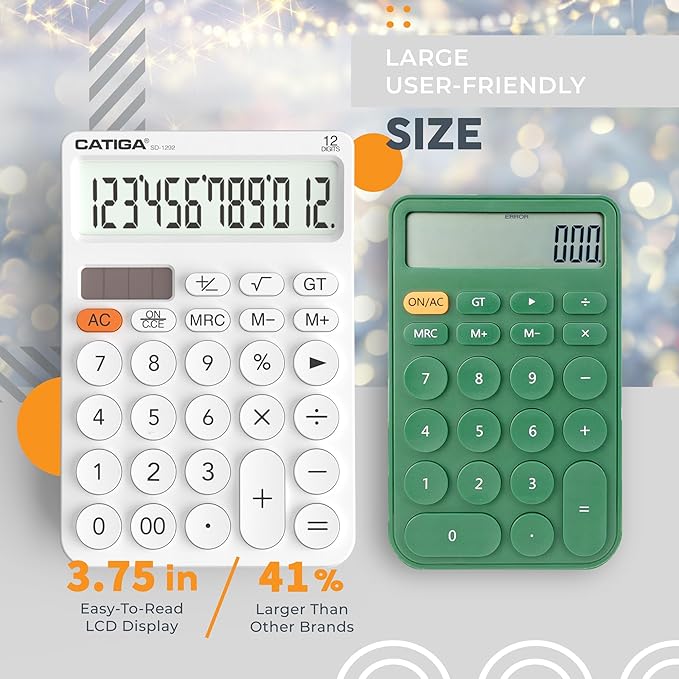 CATIGA 12 Digit Desktop Calculator Basic Desk Calculator - Image 3
