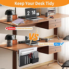 Henitol Desk Side Storage with Pen Holder, No Drill Hanging Desk Organizer - Image 4
