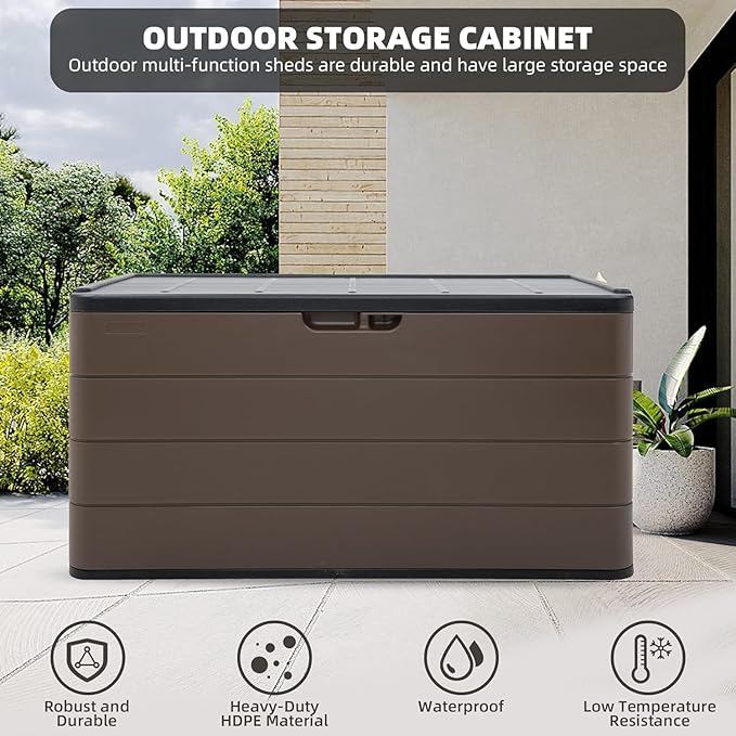 Decksplore 100 Gallon Plus Outdoor Storage Box Waterproof Lockable Resin Deck - Image 5