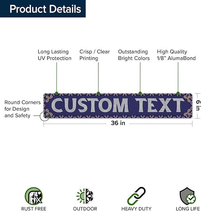 Custom Sign, Custom Street Sign, 11 Font Colors, 13 Font Styles, 4 Hole Options - Image 6
