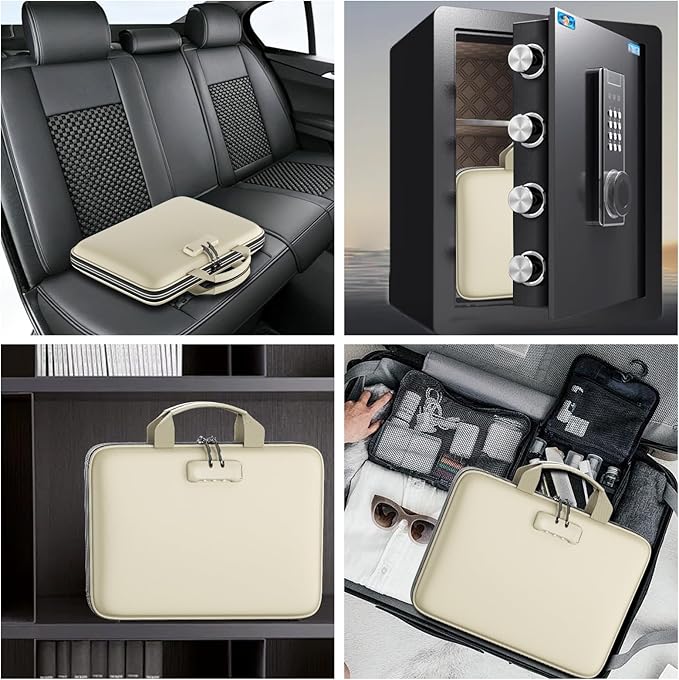 Fireproof File Organizer with Lock, Hard-Shell Case Fireproof Document Box with - Image 6