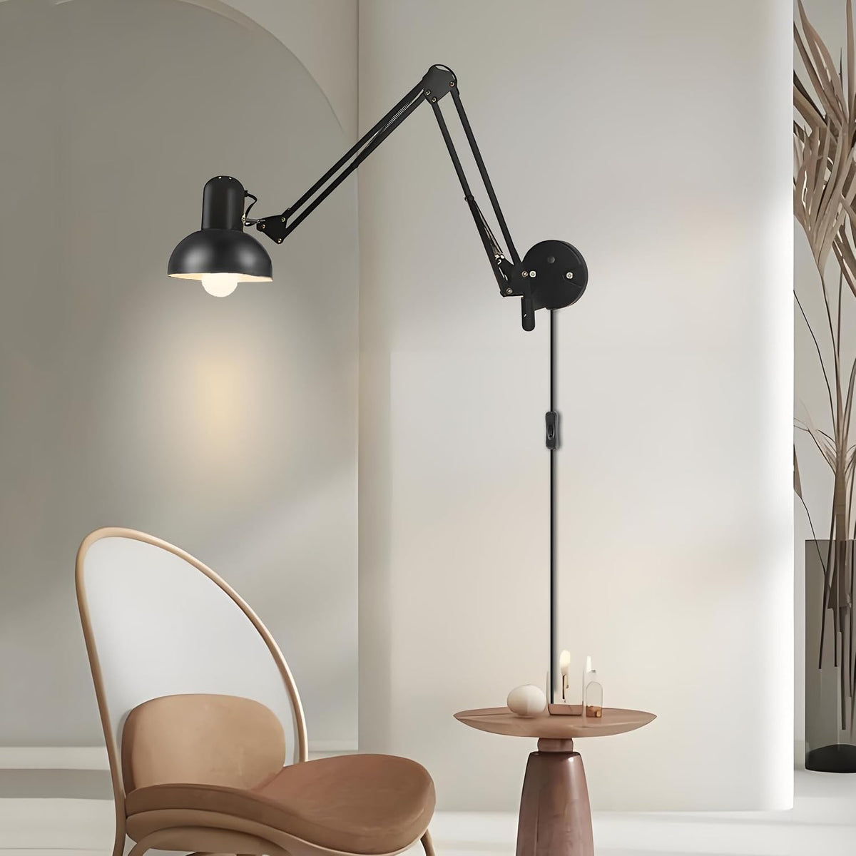 Black Industrial Swing Arm Wall Light Nordic Adjustable Long Arm Wall Sconces...