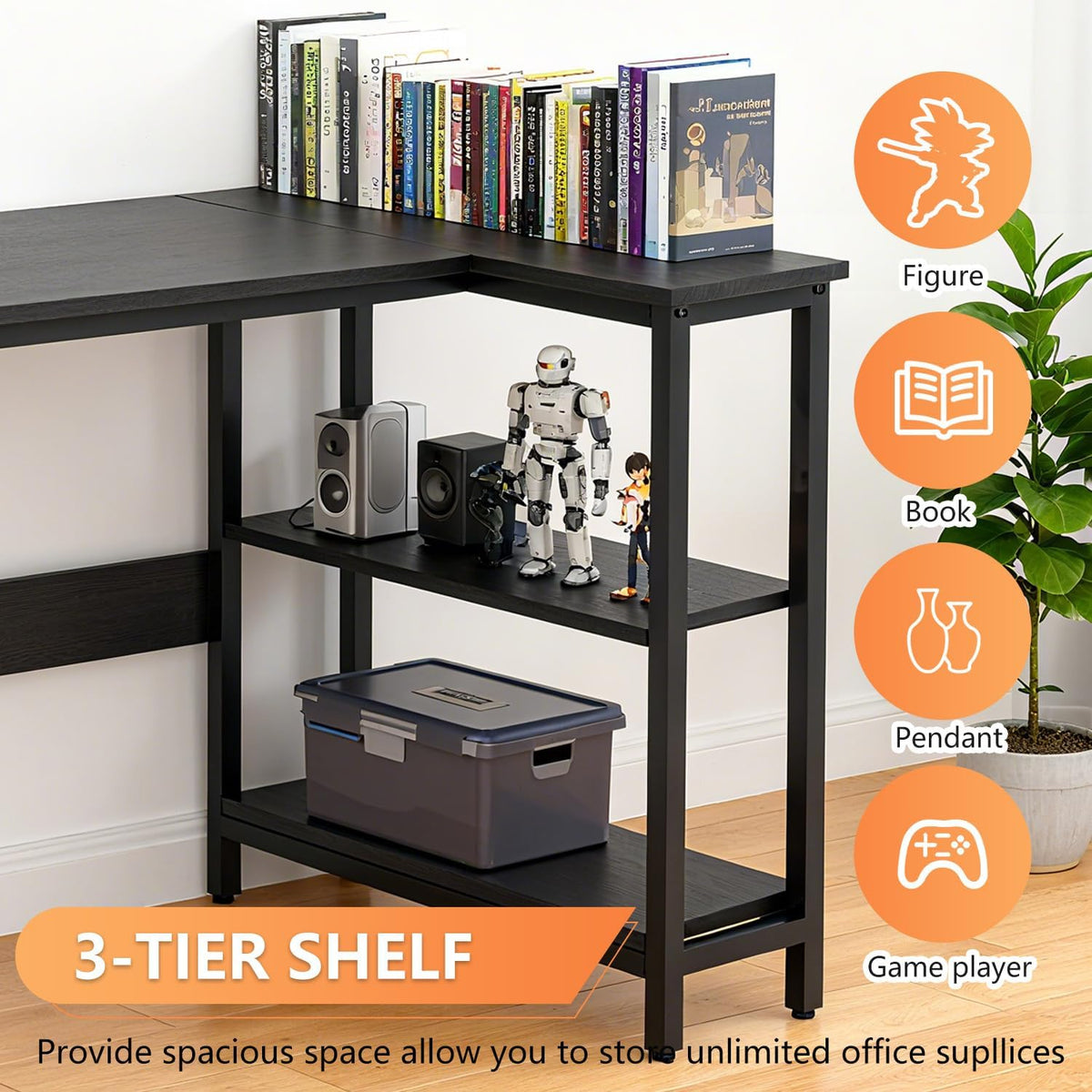 FDW L-Shaped Gaming Desk 39 Inch Computer Desk Corner Desks with Reversible S...
