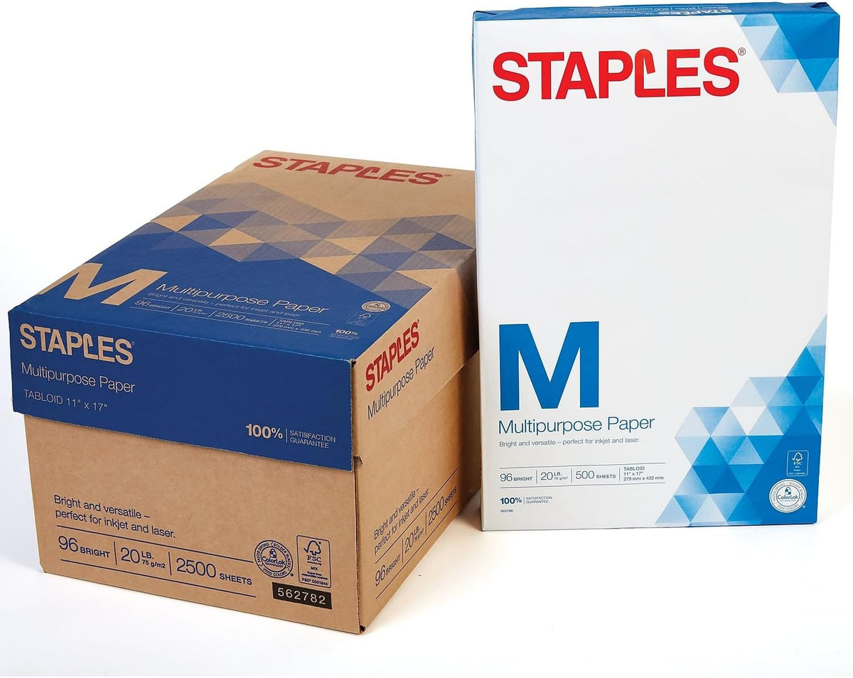 staples inkjet paper, 11x17 inch, 20 lb., 1, main product view