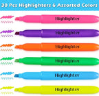 V-Opitos 30 Pack Highlighters in 6 Assorted Colors, No Bleed, Bright - Image 3