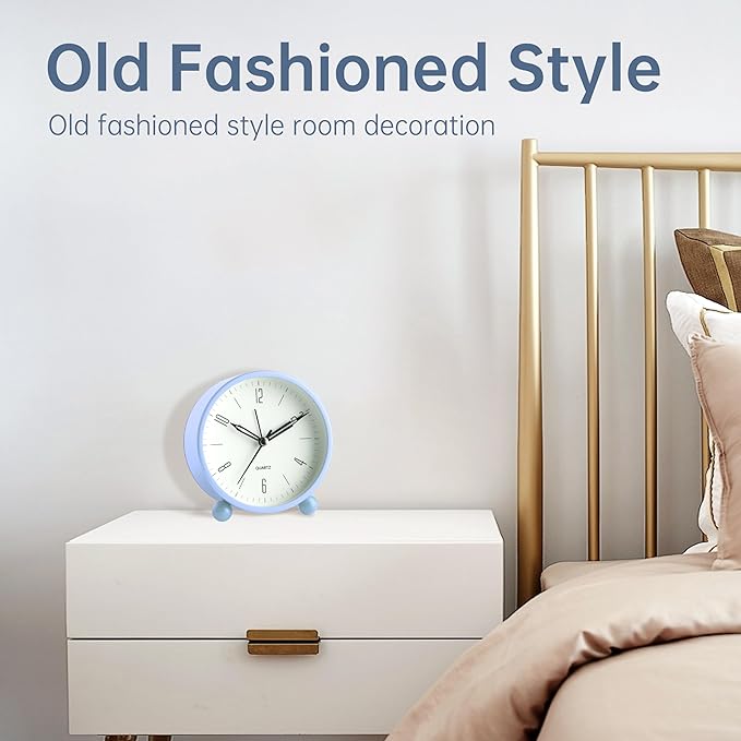 Analog Alarm Clock, 4 inch Super Silent Non Ticking Small Clock - Image 5