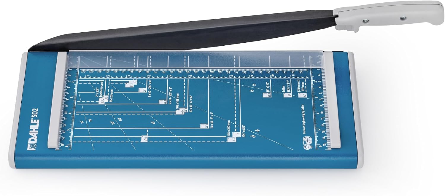 Dahle 502 Craft Creative A4 Self-Sharpening Stack Paper Guillotine Trimmer, Blue