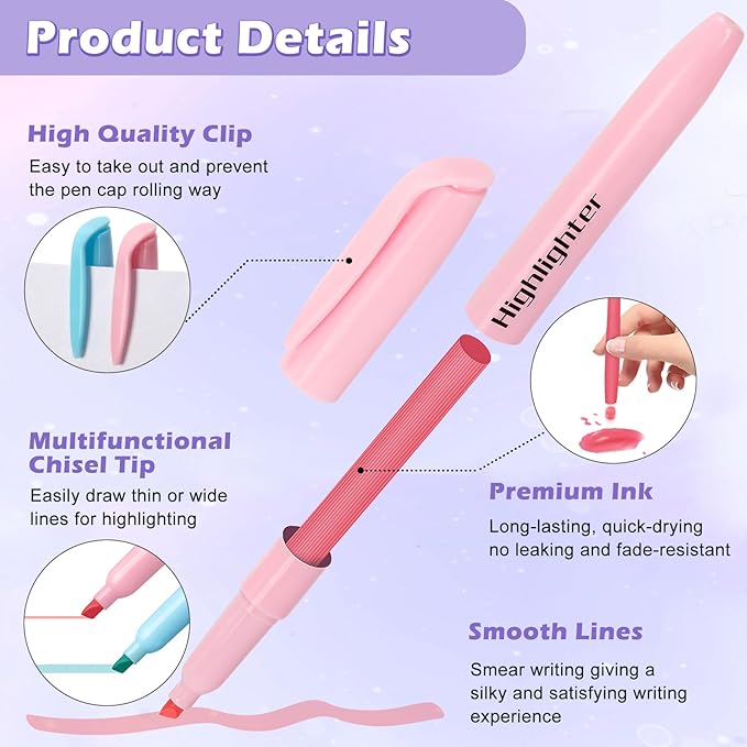 V-Opitos 30 Pack Highlighter in 6 Pastel Colors, No Bleed Highlighters - Image 4