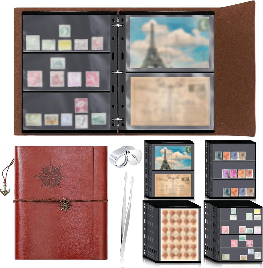 Lewtemi Stamp Collecting Albums Set Stamp Collection Book Include 20 Pages