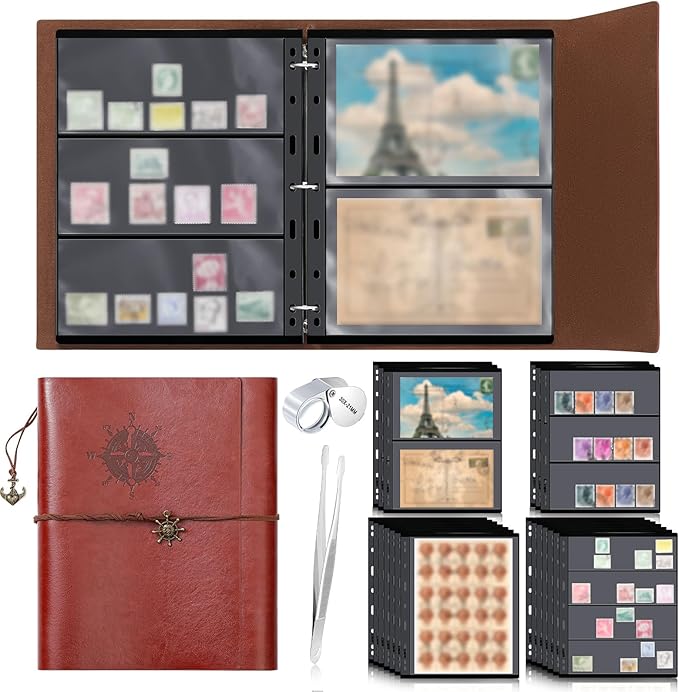 Lewtemi Stamp Collecting Albums Set Stamp Collection Book Include 20 Pages by Lewtemi