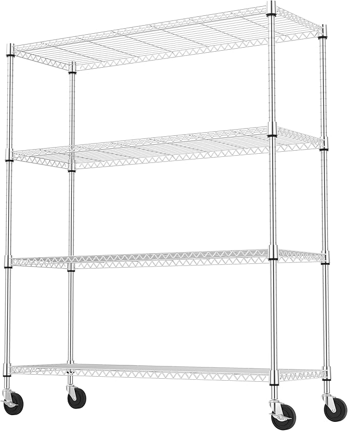 M MZG 4 Tiers Storage Shelves Load 1400LBS, Metal Shelving Wire Metal Shelving - Image 8