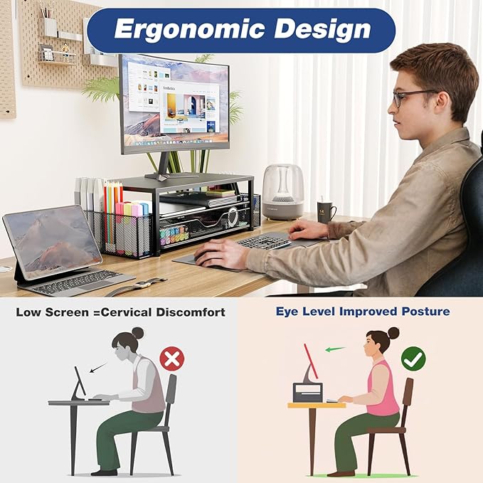OPNICE Desk Organizers and Accessories, 2-Tier Computer Monitor Stand - Image 6