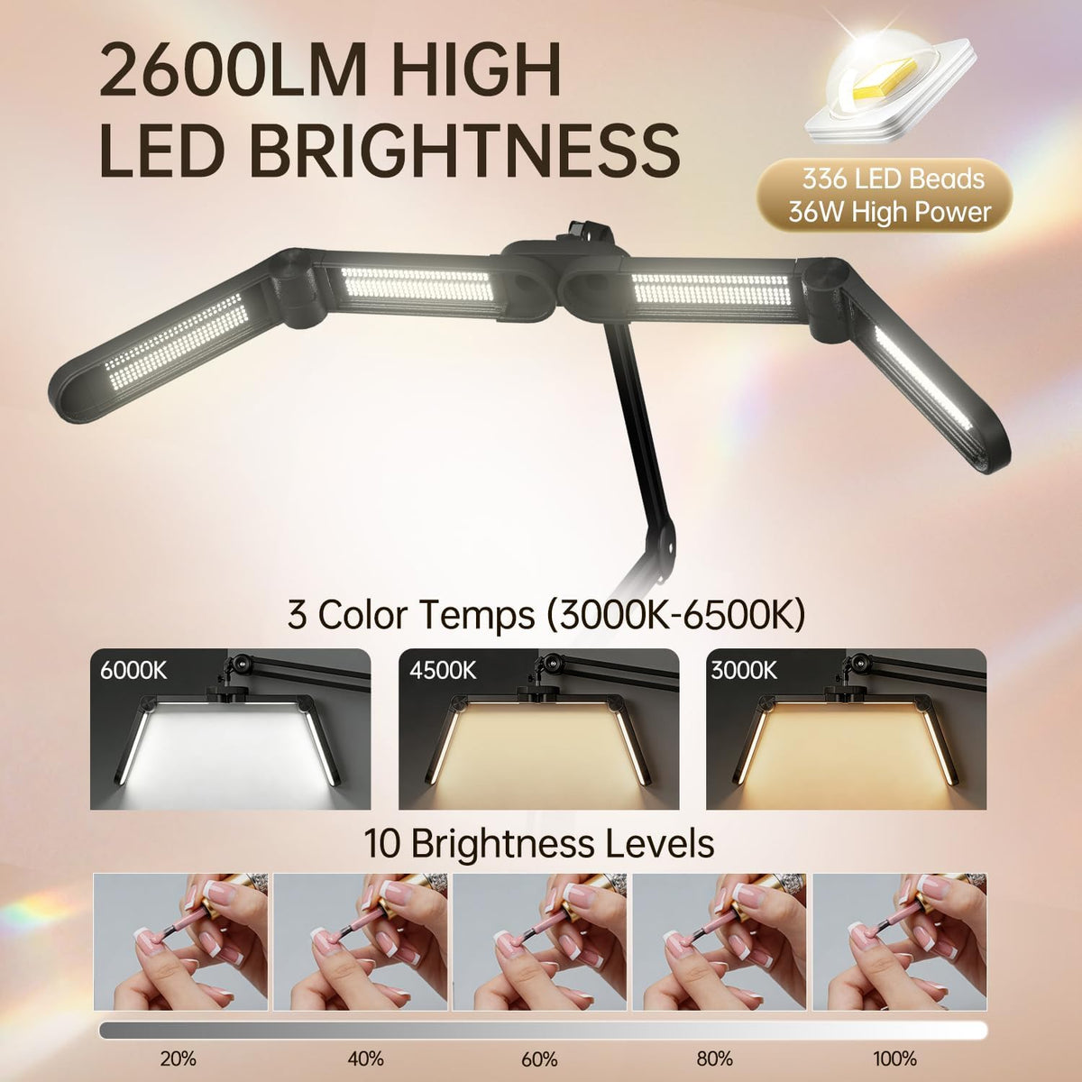 Half Moon Light for Nail Desk, LED Lamp for Nail Tech