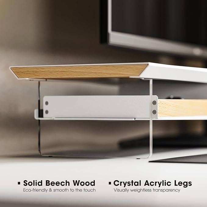 Fenge Dual Monitor Stand with Drawer, 42.5 Inch Large Monitor Riser with - Image 3