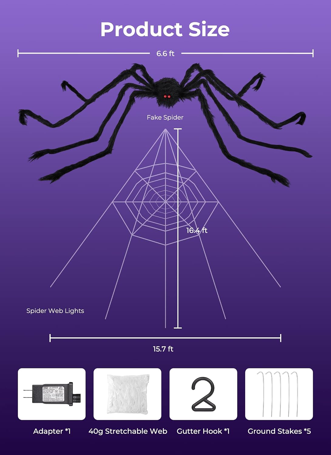 Brightown Halloween Decorations Outdoor, 312-LED Giant Spider Web Lights