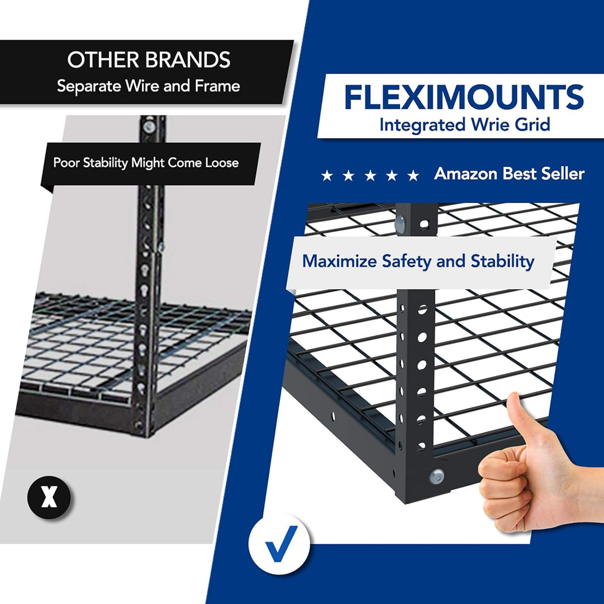 fleximounts 2x8 overhead garage ceiling storage rack organization, side view