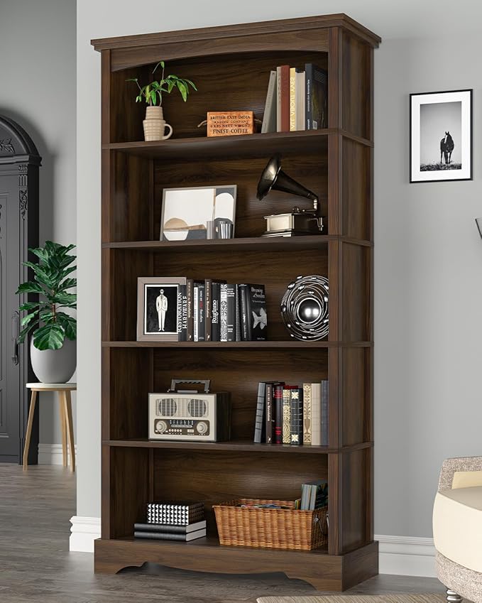 TVU 5-Tier Wooden Bookshelf, 65 Inch Tall Bookshelf - Image 2