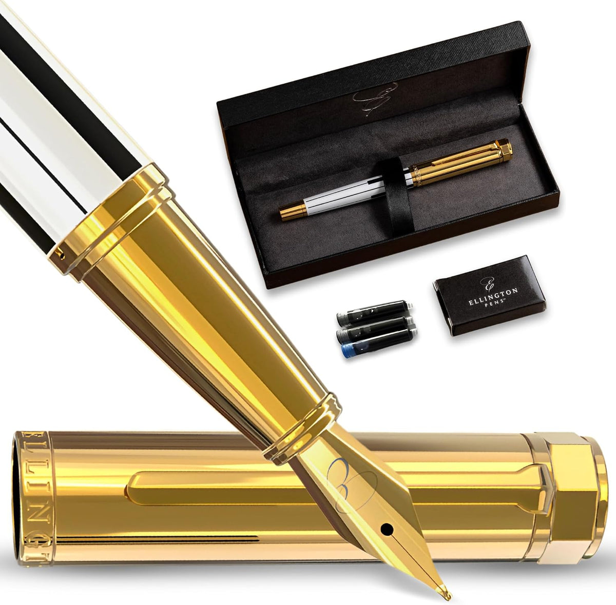 Luxury Fountain Pen Set for Writing, Refillable Ink Converter, Gift Box