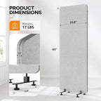 VINGLI Room Divider Screen, Freestanding Privacy Partition Wall, Zipper - Image 2