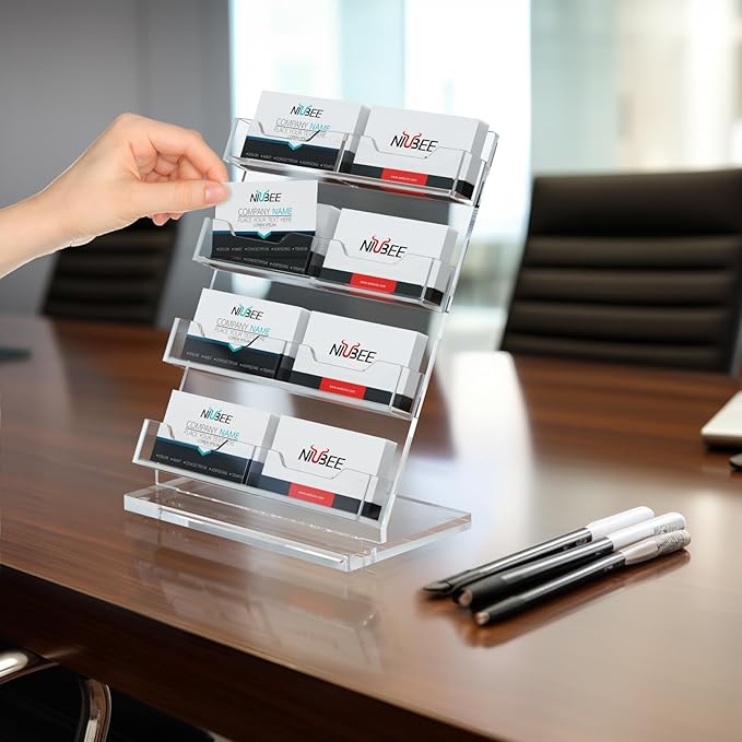 NIUBEE Acrylic Business Card Holder 8 Slots - Image 7