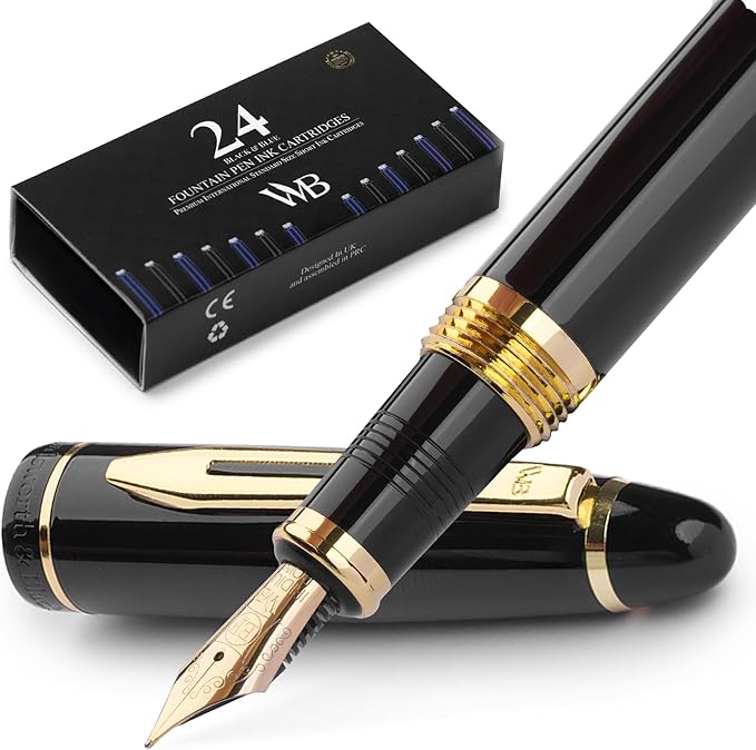 Wordsworth & Black Majesti Fountain Pen- Luxury Case, 24K Gold Finish; 18K by WordsworthBlack