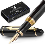 Wordsworth & Black Majesti Fountain Pen- Luxury Case, 24K Gold Finish; 18K by WordsworthBlack
