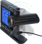 la crosse technology 616-41667-int black atomic projection alarm shown in use