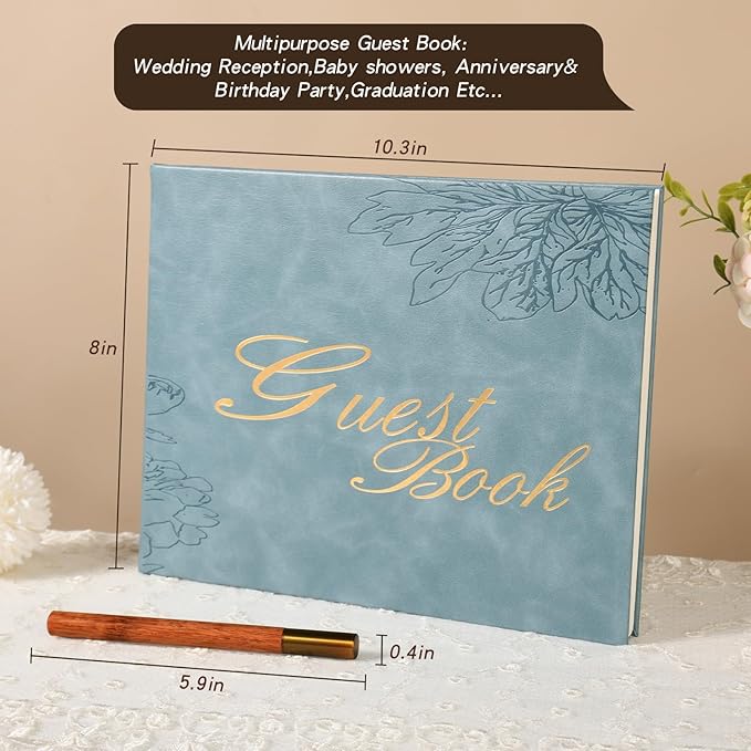 Blue Leather Wedding Guest Book, Polaroid Guest Book - Image 6
