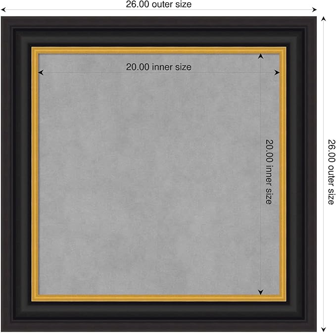 Amanti Art Black Framed Magnetic Board 26x26 Medium Vision Board - Image 2
