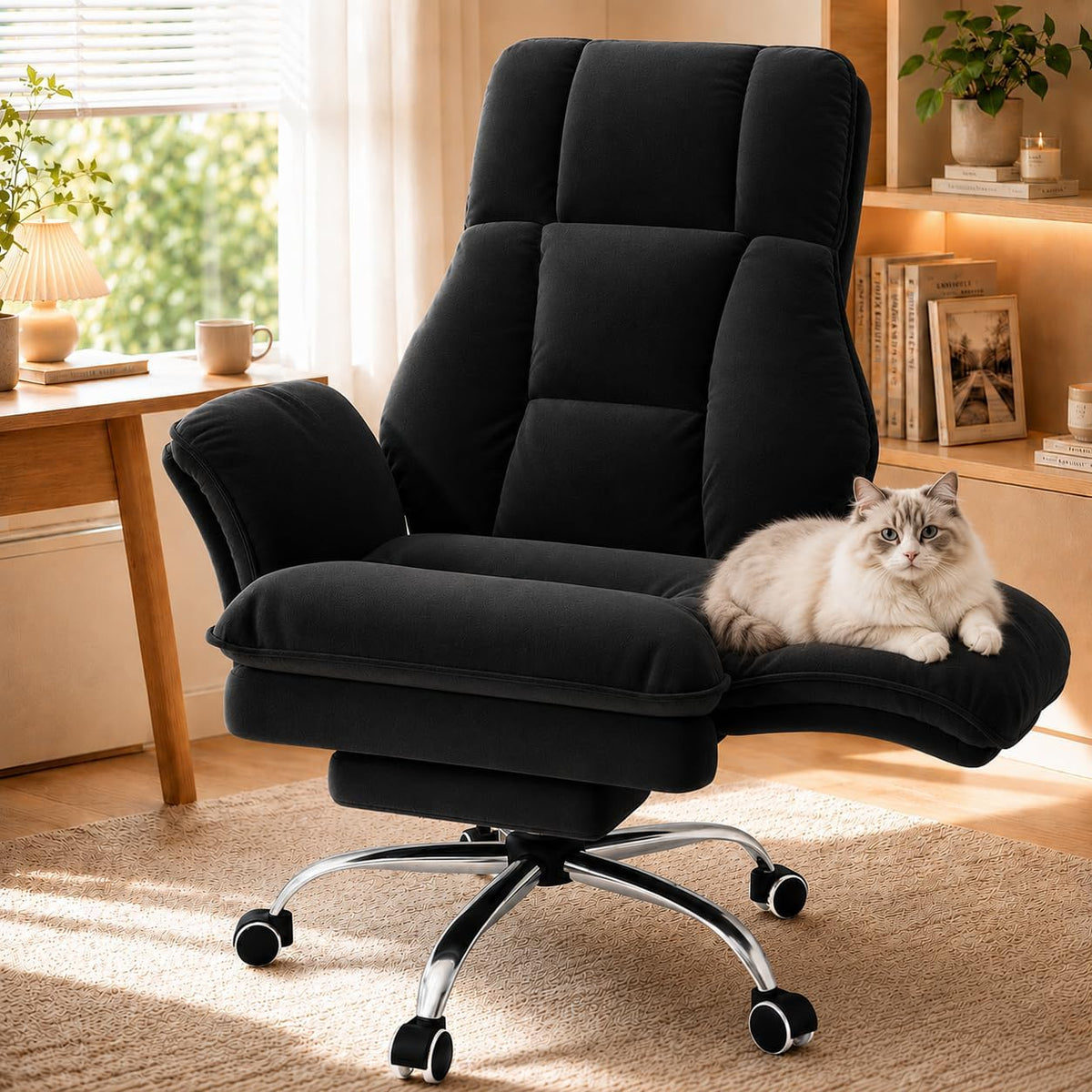 Big and Tall Office Chair with Footrest & Flip Armrests