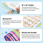 HTVRONT Oversized Dry Erase Pockets 10" x14", 30 Pack, for Classrooms | Back to School Supplies, Reusable Clear Sleeves with Rings, Plastic Sheet Protectors for Shops, Ticket Holders, Home & Office