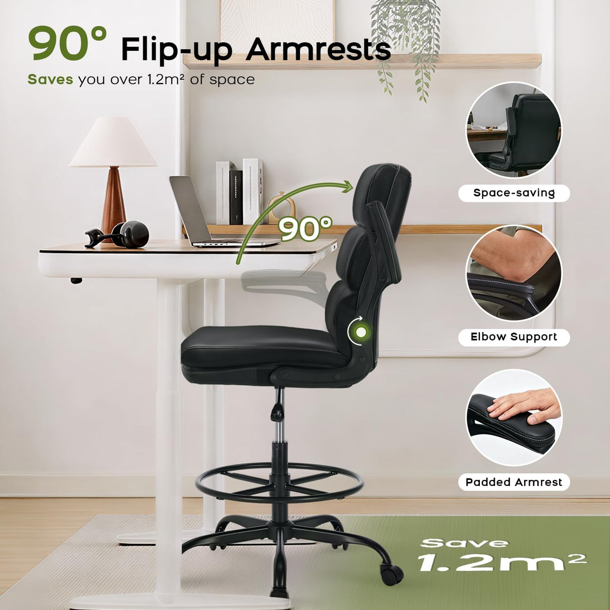 amseatec Tall Drafting Chair for Standing Desk,Executive Office Chair