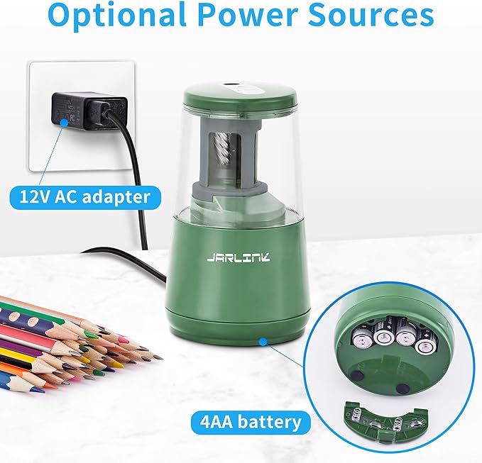 JARLINK Electric Pencil Sharpener, Heavy-Duty Helical Blade to Fast Sharpen - Image 5