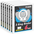 3 Ring Binder 0.5 Inch, PANDRI 6 Pack Binder Fits Letter Size 8.5'' x 11'' Paper by PANDRI
