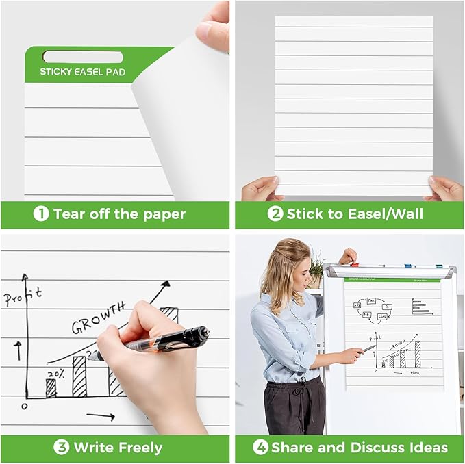 DINGIXOC Sticky Mini Easel Pads 13 x 17 Inches, 3 Pack Anchor Chart Paper - Image 3