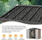 aoxun 6x4 ft outdoor storage shed, brown showing dimensions