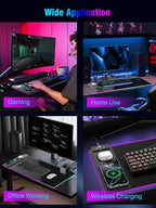Mouse Pad with Magnetic Wireless Charging, Large Desk Pad Protector, RGB Black - Image 7