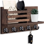Lwenki Key Holder for Wall – Decorative Wooden Mail Holder and Key Shelf by Lwenki