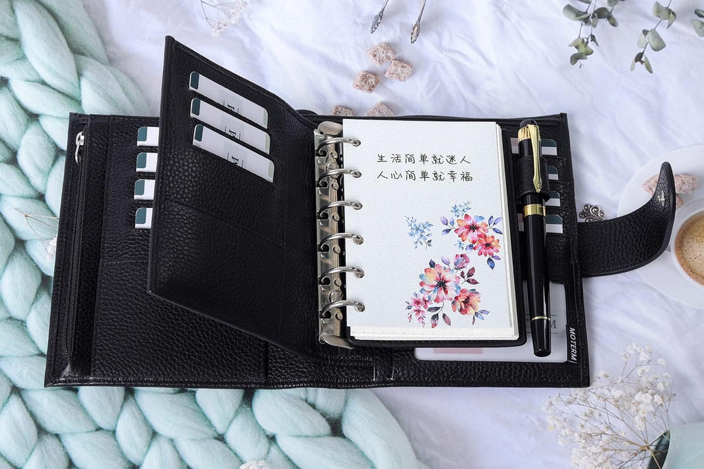 Moterm Pocket Versa - Pocket Size Binder Planner and Wallet Combo (Pebble-Black, 19mm Ring)