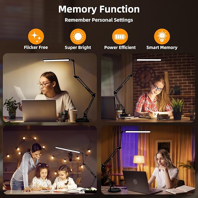 NOEVSBIG LED Desk Lamp with Clamp, 2-in-1 Clamp on Desk Lamps with Base - Image 6