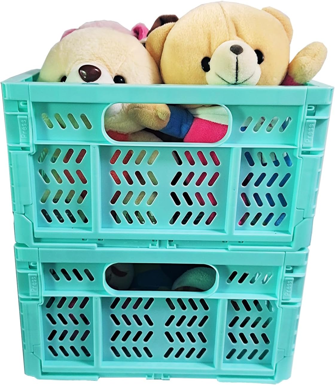 20L Folding Crate, 4Pack Plastic Storage Baskets Organizer for Home and Offic...