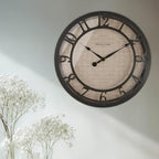 Presentime & Co 10" Farmhouse Series Wall Clock, Cottage Style, Faux Burlap - Image 5