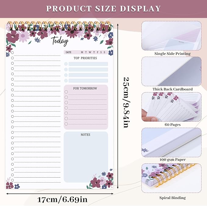 Thboxes 60 Pages To Do List Notepad, 6.7” X 9.8” To Do List Notebook Tear Off - Image 3